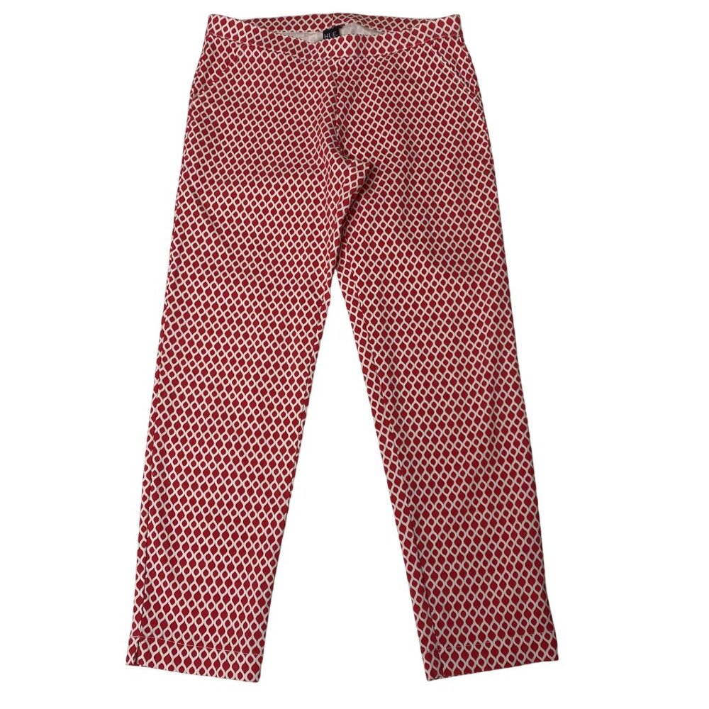 Hue‎ Womens Red & White Geometric Print Ankle Pants Size M
